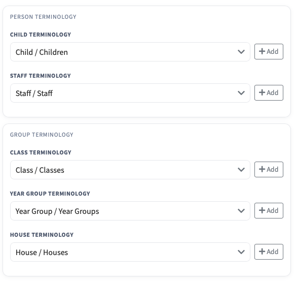 Customising terminology